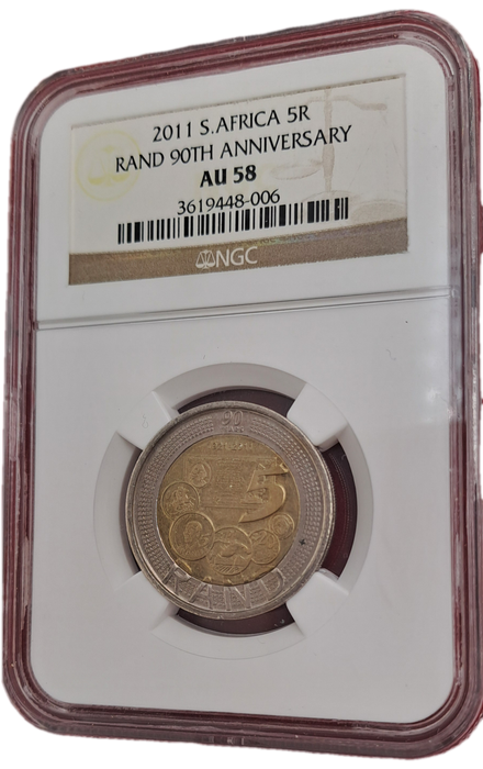 2011 South Africa R5 90th Anniversary of the Reserve Bank-NGC Graded AU58