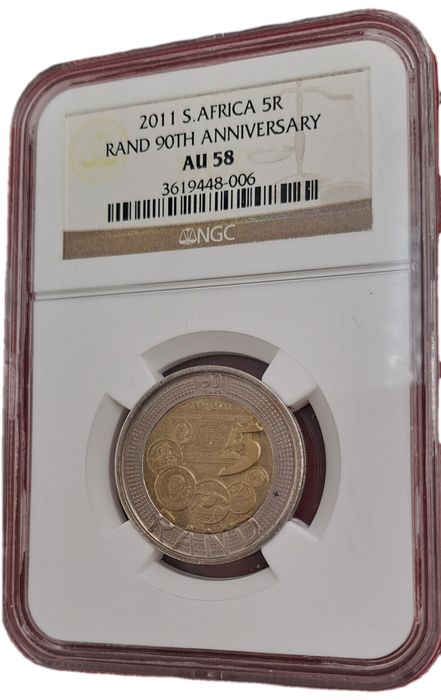 2011 South Africa R5 90th Anniversary of the Reserve Bank-NGC Graded AU58