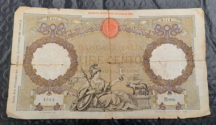 1941 Italy  100 Lire Capranesi - Roma-Large Note (see Condition)