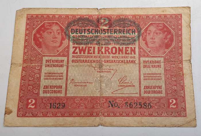 2017  Austria 2 Kronen Bank Note-See Conditiom