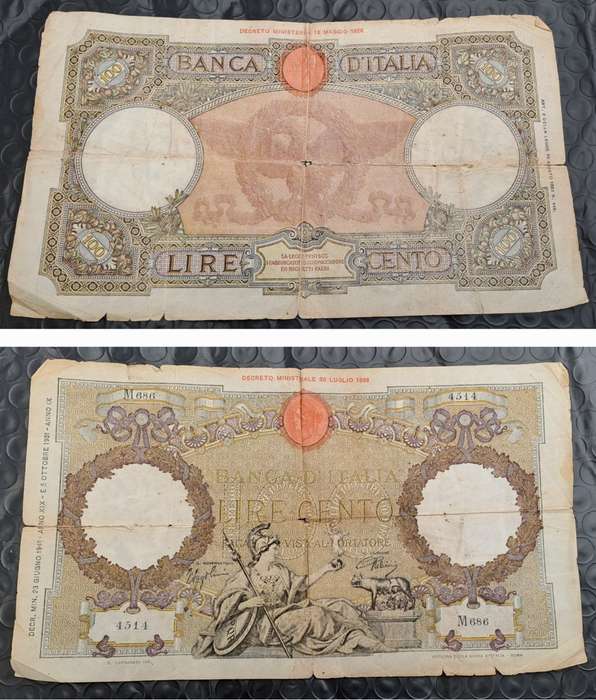 1941 Italy  100 Lire Capranesi - Roma-Large Note (see Condition)