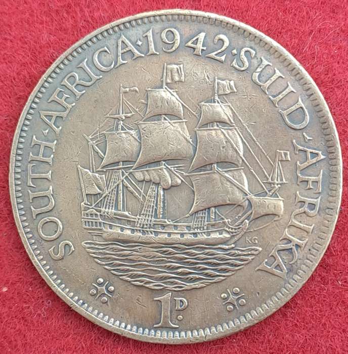 1942 South Africa  1 Penny - George VI Rex Imperator