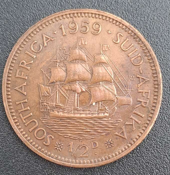 1959 South Africa ½ Penny - Elizabeth II 1st portrait