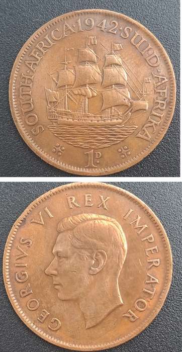 1942 South Africa  1 Penny - George VI Rex Imperator