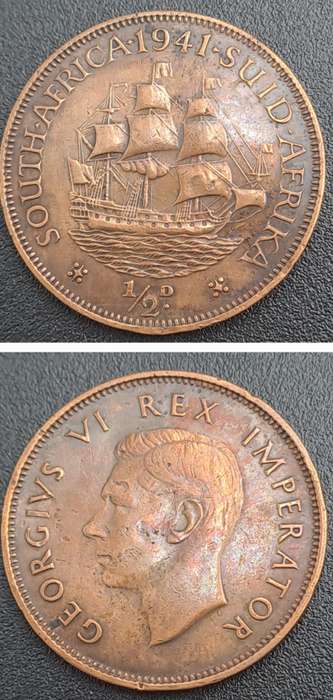 1941 South Africa ½ Penny - George VI Rex Imperator