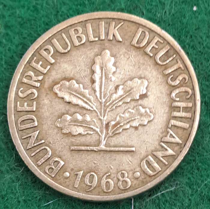 1968 (F)Germany 5 Pfennigs coin