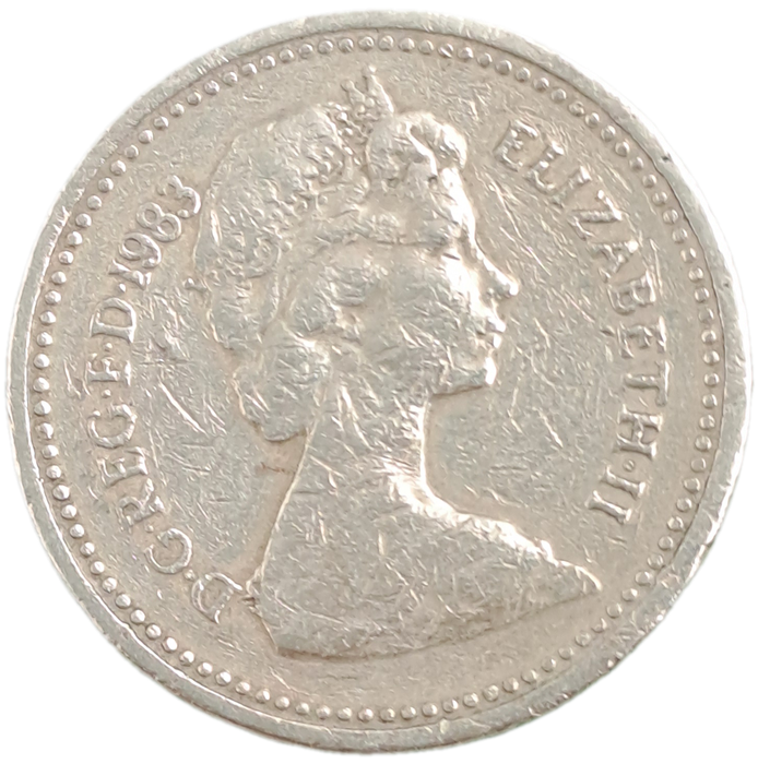 1983 United Kingdom 1 Pound - Elizabeth II 2nd portrait, Royal Arms