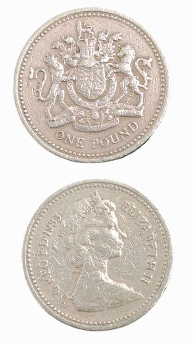 1983 United Kingdom 1 Pound - Elizabeth II 2nd portrait, Royal Arms