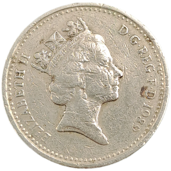 1989  United Kingdom 1 Pound - Elizabeth II 3rd portrait,Scottish Thistle