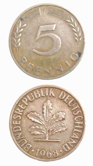 1968 (F)Germany 5 Pfennigs coin