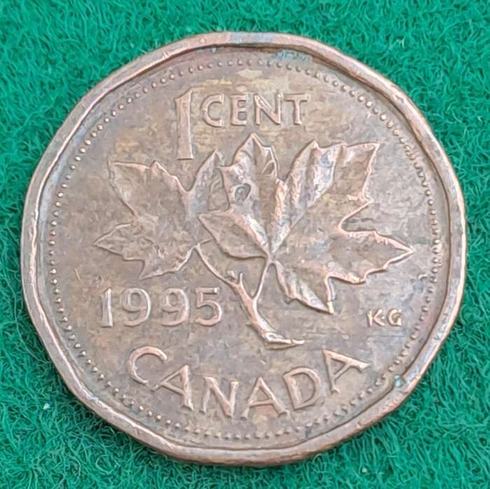 1995 Canada  1 Cent - Elizabeth II 3rd portrait, 12 sided