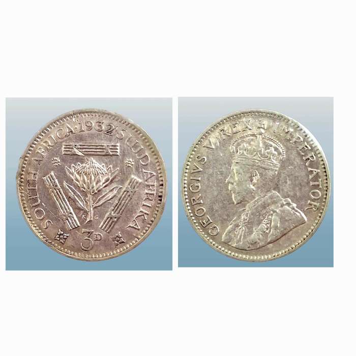 1932 South Africa  SILVER 3 Pence and SILVER 6 Pence