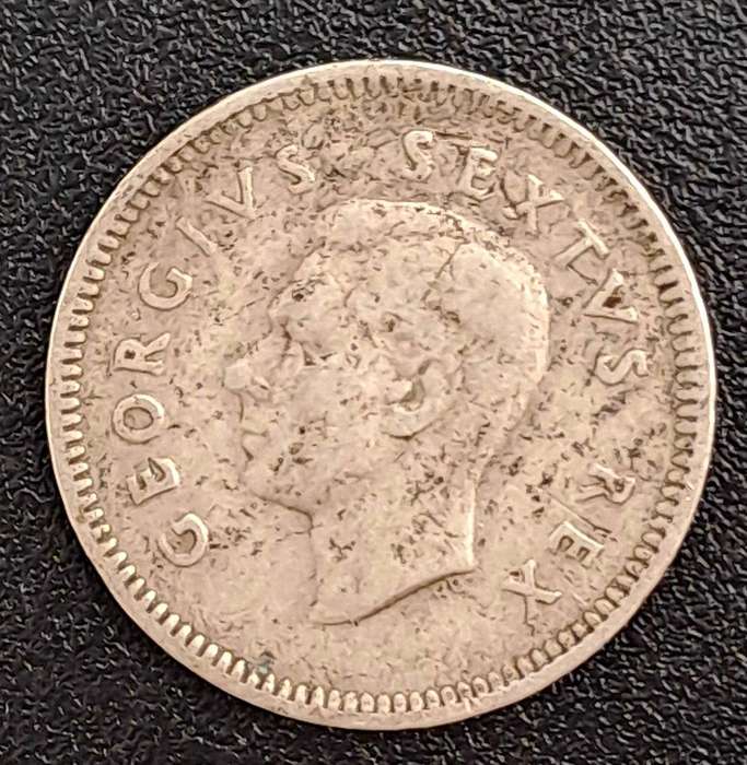 1948 South Africa  3 Pence 80% Silver - George VI Sextus Rex