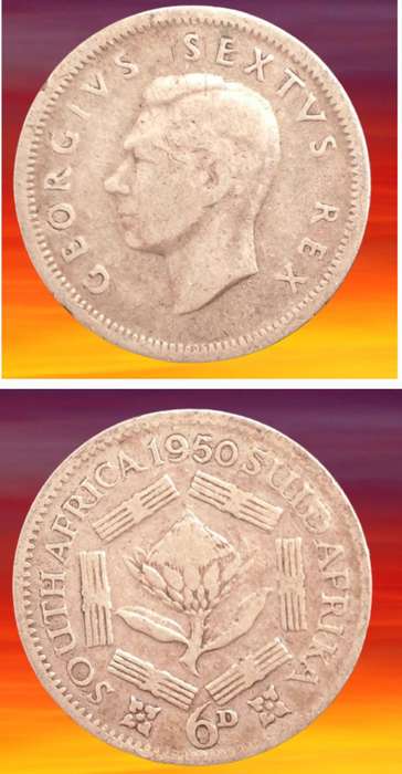 1950 South Africa 6 Pence 80% Silver - George VI SOUTH AFRICA - SUID AFRIKA