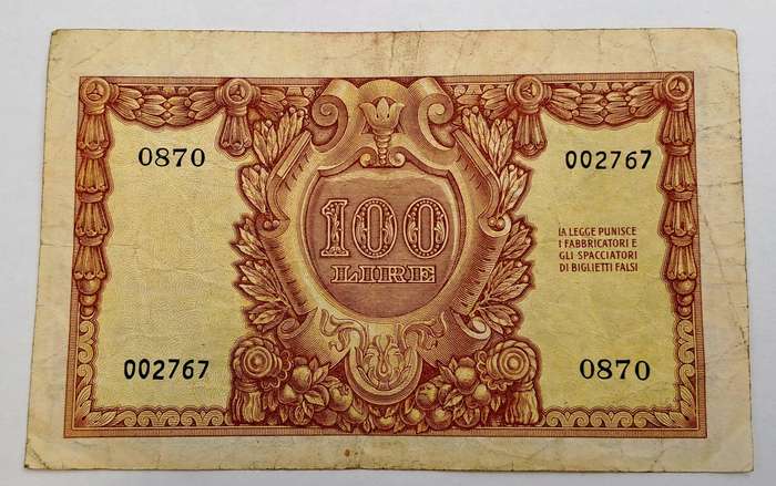 1951 Italy 100 Lira Bank Note
