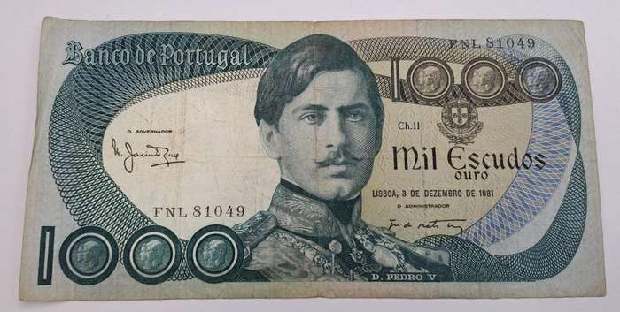 1981 Portugal 1000 Escudos Bank Note - 11th. print