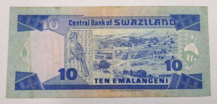 1986 Swaziland 10 Emalangeni Bank note