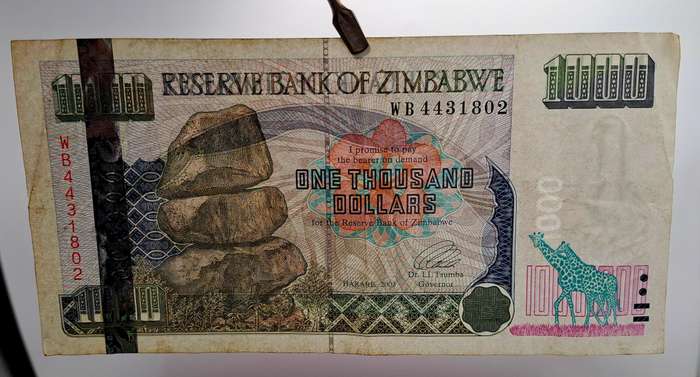 2003 Zimbabwe 1000 Dollars Bank Note -