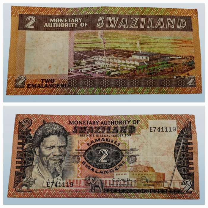 1974 Swaziland 2 Emalangeni Bank Note -Circulated