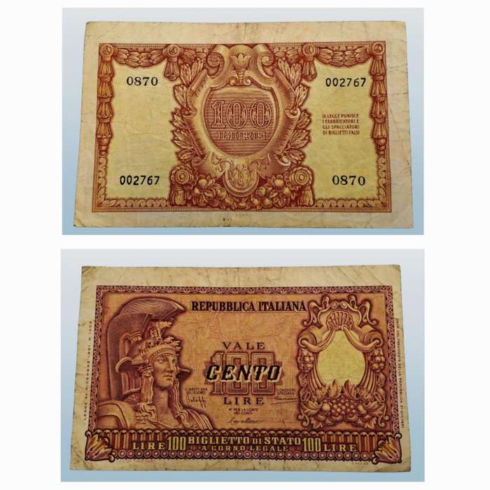 1951 Italy 100 Lira Bank Note