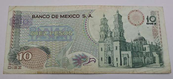 1970 Mexico  10 Pesos Banknote