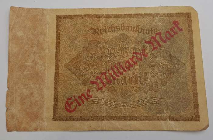 1923 Germany  1 000 000 000 Marks 1923 overprint on 1000 Mark P-82