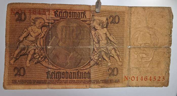 1929 Germany 20 Reichsmark Reichsbanknote