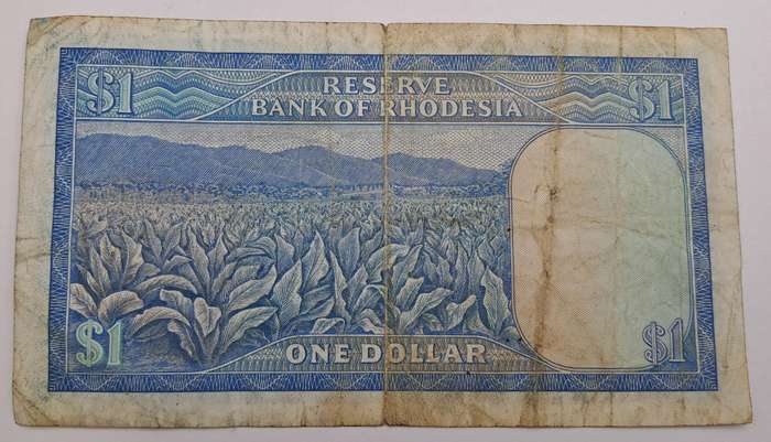 1973 Rhodesia 1 Dollar Bank Note (Rhodes Watermark)