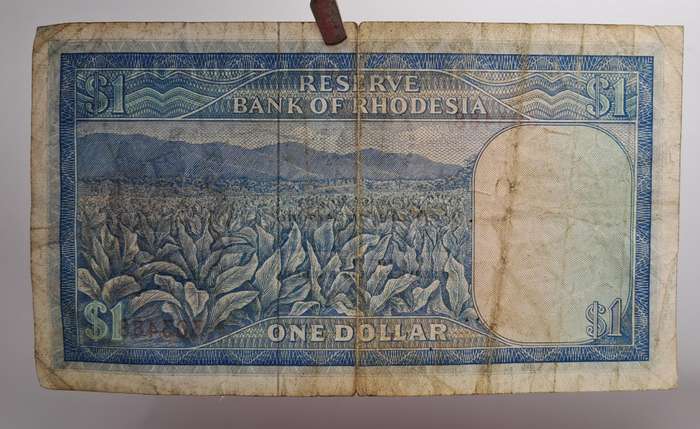 1973 Rhodesia 1 Dollar Bank Note (Rhodes Watermark)