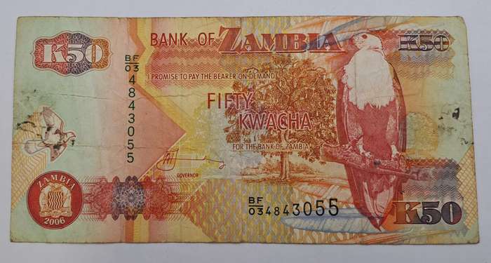 1992-2010 Zambia 50 Kwacha Bank Note