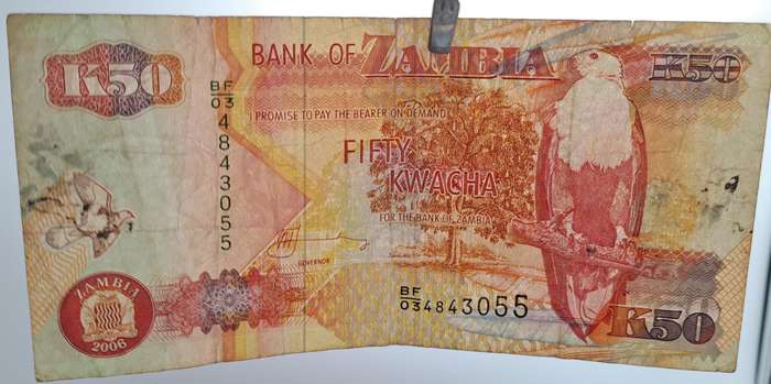 1992-2010 Zambia 50 Kwacha Bank Note