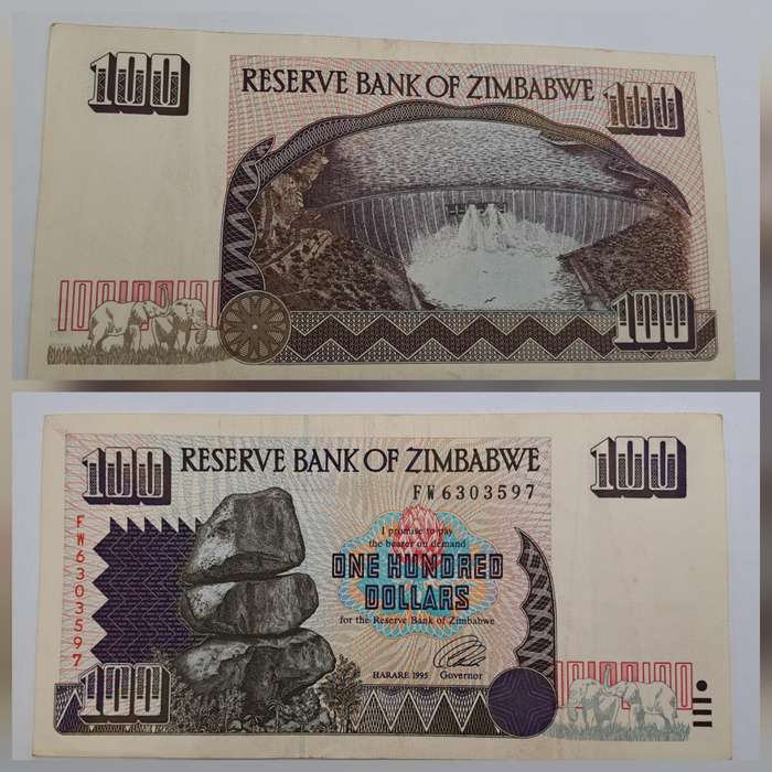 1995 Zimbabwe 100 Dollars Bank Note