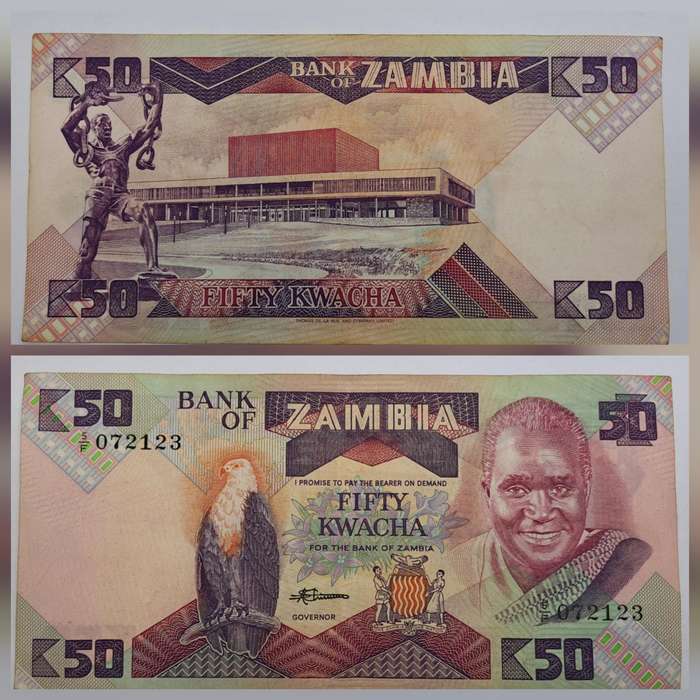 1986-1987 Zambia 50 Kwacha Bank Note