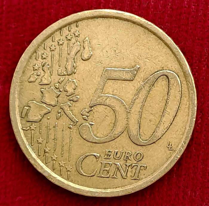 2002 Spain 50 Euro Cents 1st map- Coin