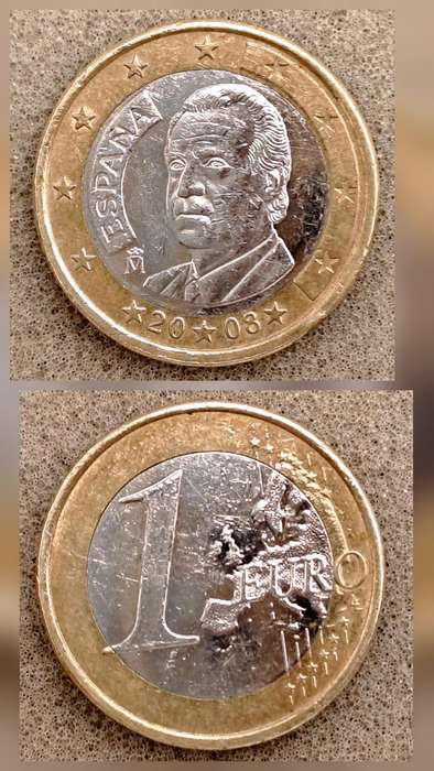 2008 Spain 1 Euro - Juan Carlos I 1st type, 2nd map