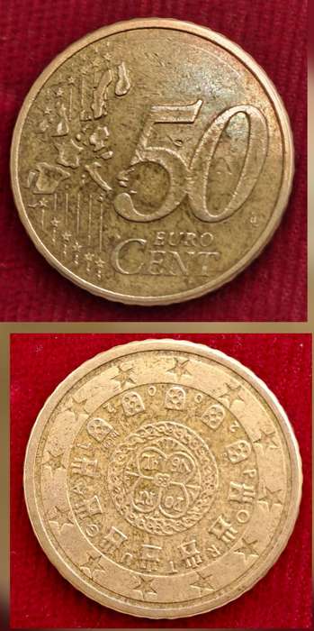 2002 Portugal 50 Euro Cents 1st map- Coin