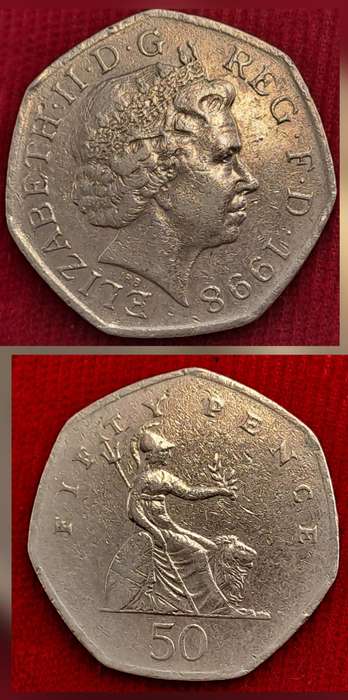 1998 United Kingdom 50 Pence - Elizabeth II 4th portrait, Britannia