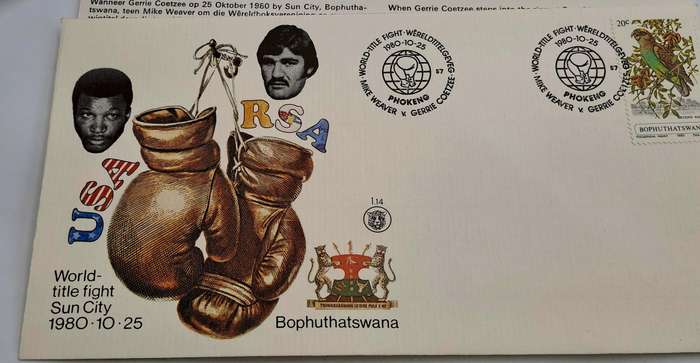 1980 Bophuthatswana Gerrie Coetzee vs Mike Weaver World Title Fight FDC 1.14(2 Available)