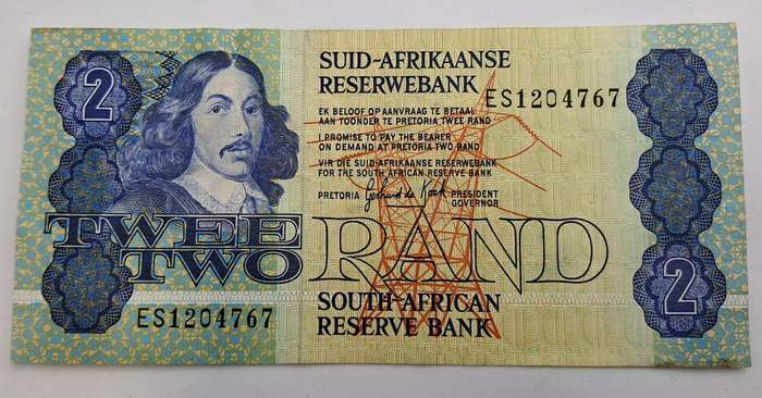 1984 South Afrika 2 Rand Note-G .P .C . de Kock - Third Issue  Afrikaans -English