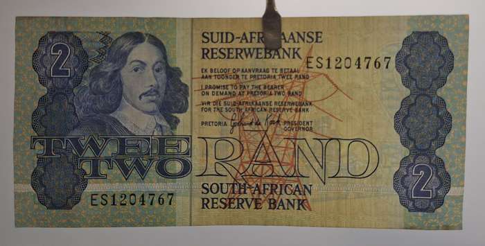 1984 South Afrika 2 Rand Note-G .P .C . de Kock - Third Issue  Afrikaans -English