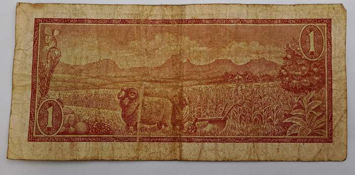 1975 One Rand (R1) T.W. de Jongh - Third Issue Banknote -Riebeeck Watermark
