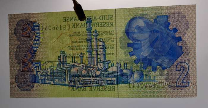 1984 South Africa R2 Note Gerhard de Kock -Afrikaans -English