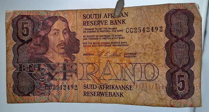 1990 South Africa R5 Note - C . L. Stals - First Issue -English-Afrikaans