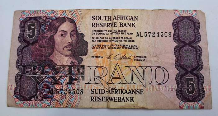 1990 South Africa R5 Note - C . L. Stals - First Issue -English-Afrikaans