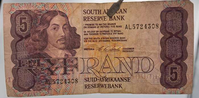 1990 South Africa R5 Note - C . L. Stals - First Issue -English-Afrikaans