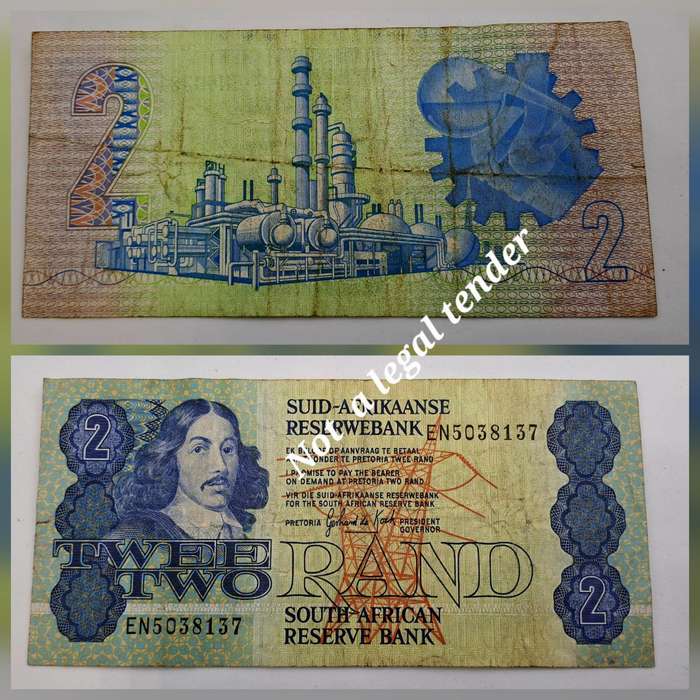 1984 South Afrika 2 Rand Note-G .P .C . de Kock - Third Issue  Afrikaans -English
