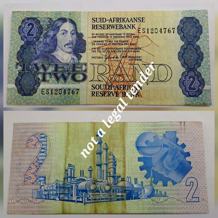 1984 South Afrika 2 Rand Note-G .P .C . de Kock - Third Issue  Afrikaans -English