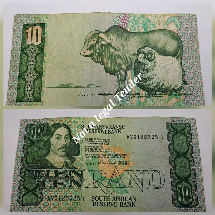 1990 South Africa R10 (Ten Rand) Note - C . L. Stals - First Issue -Afrikaans-English
