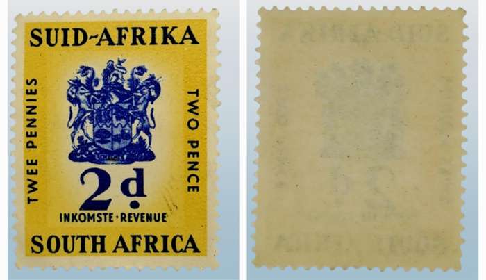 1955 South Africa Union 2 Pence (2d) revenue stamp