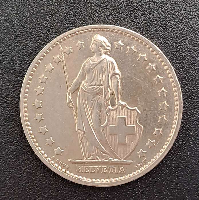 1974 Switzerland 1 Francs Herdsman, copper-nickel, embossed edge